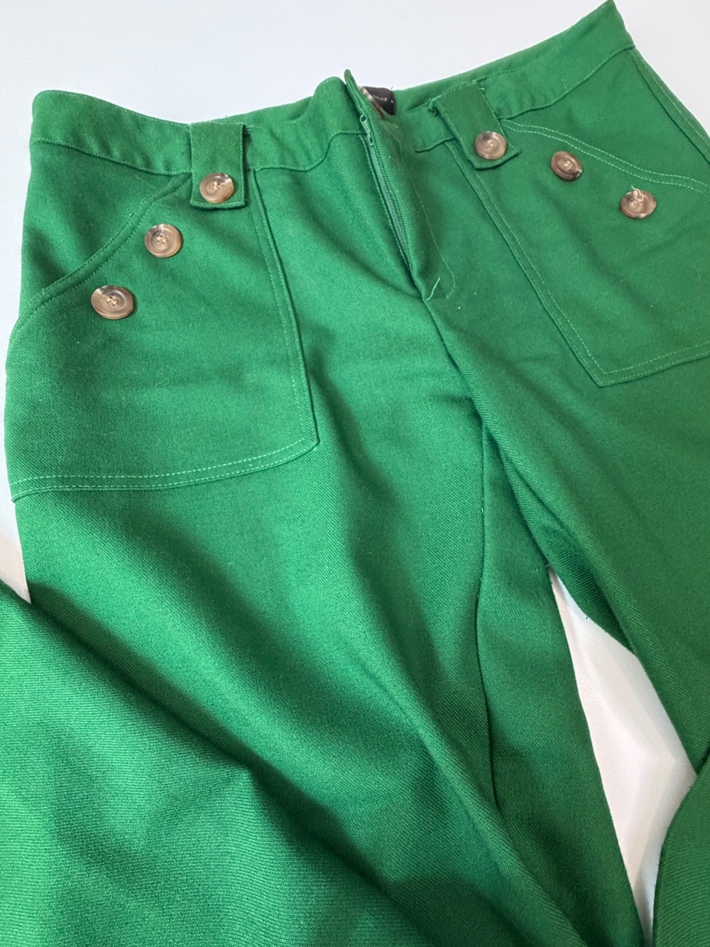 Corey Lynn Calter Green Wide Leg Pants High Rise Trouser Flare Size 12 - Picture 4 of 13